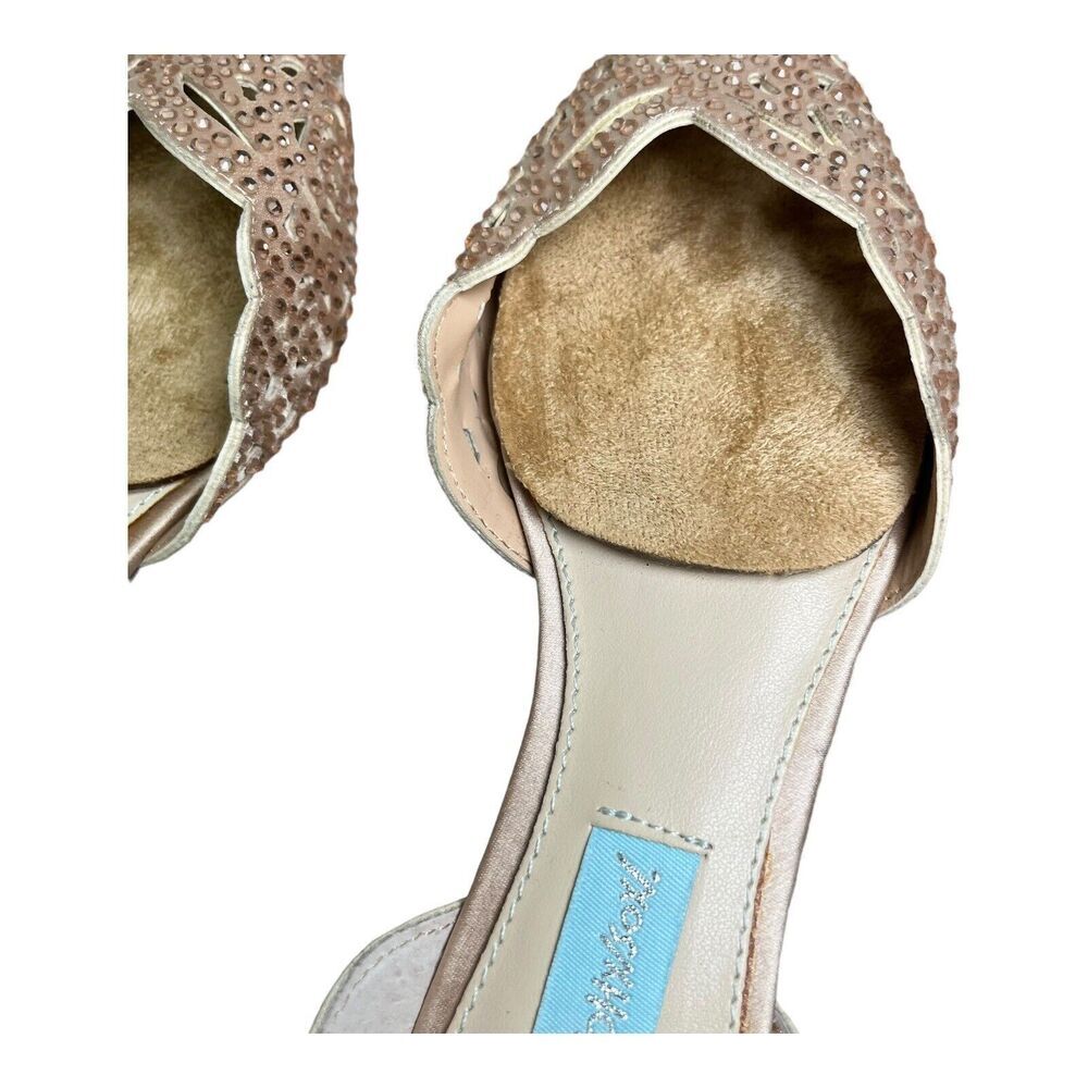 BETSEY JOHNSON Lucy Pink Rhinestones Cutout Pointed Slip On Flats Shoes Size 5 - Picture 7 of 10